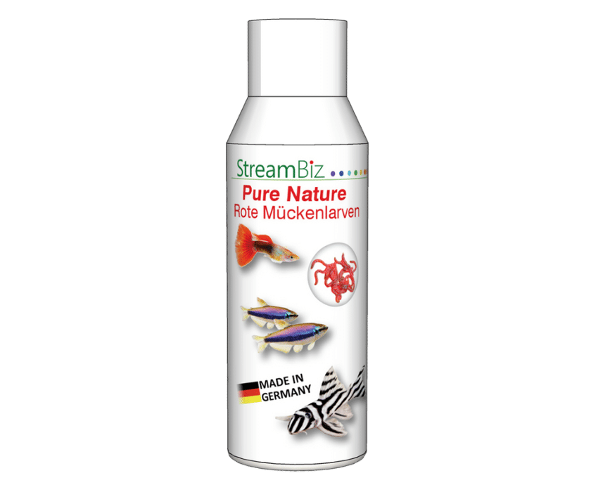 Rote Mückenlarven in pflanzlicher Vitaminnährlösung, ohne Kühlung