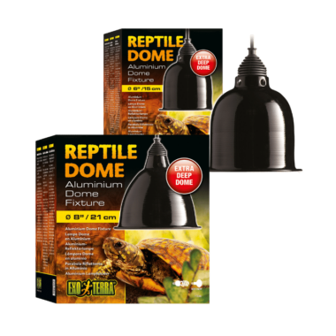 Der Exo Terra® Reptile Dome verfügt über eine extra lange Reflektorkuppel aus Aluminium, die über die Vorderseite der meisten Glühbirnen hinausragt. Die Reptile Dome Fixture bietet Ihnen die Vielseitigkeit, Wärme- und/oder Lichtquellen in Ihrem Terrarium dort zu platzieren, wo sie benötigt werden. Der Aluminiumreflektor erhöht die Licht-, UVA- und UVB-Ausbeute deutlich! Die hitzebeständige Keramikfassung kann sowohl Kompaktleuchtstofflampen als auch Glühlampen aufnehmen (PT2348: max. 75 W / PT2349: max. 160 W). Mit dem Ein-/Ausschalter, der am extra langen Netzkabel (180 cm – 6 Fuß) montiert ist, lässt sich die Leuchte ganz einfach ein- und ausschalten. Kombinieren Sie mehrere Leuchten mit bestimmten Glühbirnen, um das ideale Beleuchtungssystem zu schaffen. Besuchen Sie den Bereich Beleuchtung auf www.exo-terra.com, um Informationen zu den Beleuchtungsanforderungen für Ihr Tier zu erhalten. Diese Mehrzweckleuchte passt auf eine Vielzahl von Schraublampen, darunter: Intensiv-Sonnenstrahler, Tageslicht-Sonnenstrahler, Halogen-Sonnenstrahler, Tageswärmebirne, Nachtwärmebirne, Infrarot-Sonnenstrahler, natürliches Licht, Reptilien-UVB100, Reptilien-UVB150, Reptilien-UVB200 und Solar Glo. Ideal für den Einsatz mit allen Arten von Exo Terra-Glühlampen und Kompaktleuchtstofflampen (bis zu 75 W). Für maximale Sicherheit verwenden Sie es bitte in Verbindung mit der Exo Terra Light Bracket. Erhältlich in 2 Größen. Haustierpflegegerät nur zur Verwendung mit Reptilien, Amphibien und Wirbellosen!