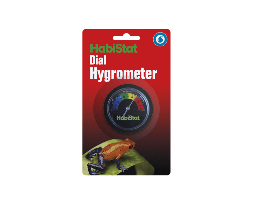 Das HabiStat Dial Hygrometer misst die Luftfeuchtigkeit für eine sichere und perfekte Umgebung. Positionieren Sie das Hygrometer auf halbem Weg zwischen heißem und kaltem Ende, um einen durchschnittlichen Messwert zu erhalten.