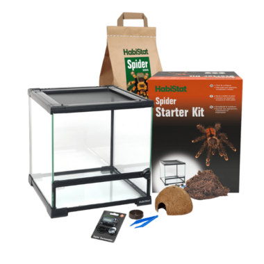 Das HabiStat Spider Starter Kit ist einfach einzurichten und für viele Arten geeignet, darunter Spinnen, Skorpione und Tausendfüßler. Das Glasterrarium verfügt über einen abnehmbaren Deckel und eine abschließbare Tür, die einen einfachen Zugang für Wartung und Fütterung ermöglichen. Anweisungen zur Einrichtung liegen dem Kit bei und führen Sie durch den Installationsprozess. Sie finden sie auch weiter unten. Weitere Informationen zum Kauf und zur Haltung von Tieren finden Sie in unseren Pflegeblättern. Inhalt: - Glasterrarium, 30 x 30 x 32 cm (12 x 12 x 13'') - HabiStat-Digitalthermometer - HabiStat Kokosnusshöhle - HabiStat-Gericht - HabiStat Kokosfaser-Miniblock - Futterzange aus Kunststoff Bitte beachten Sie, dass die im Kit enthaltenen Produkte je nach Verfügbarkeit variieren können.